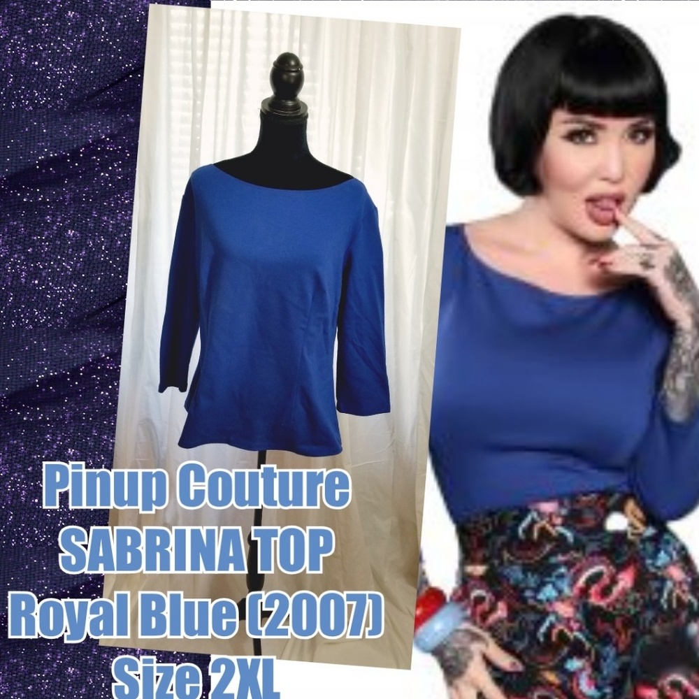 Pinup Couture Royal Blue Sabrina Top 2X